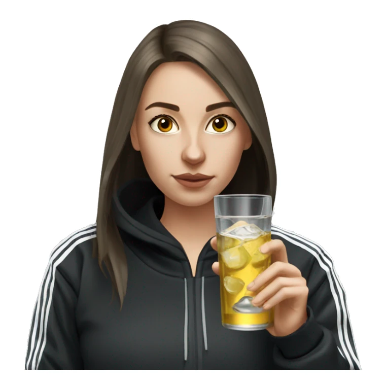 Russian girl drinking vodka in an black adidas tracksuit sticker