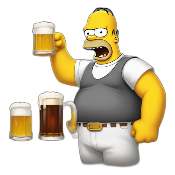 koba la d et Homer Simpson boivent un biere sticker