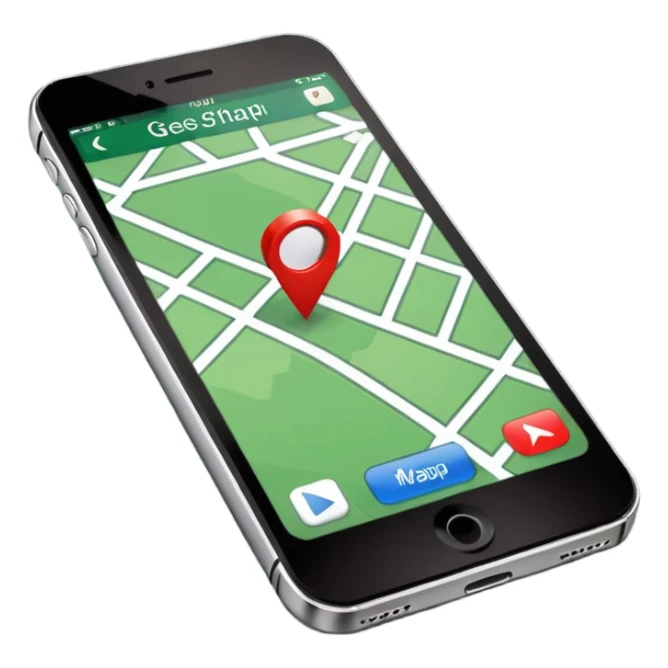 dark green geotag pointing to map on dark green iphone display sticker