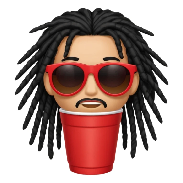 Red plastic cup with black dreads and sun glasses sticker