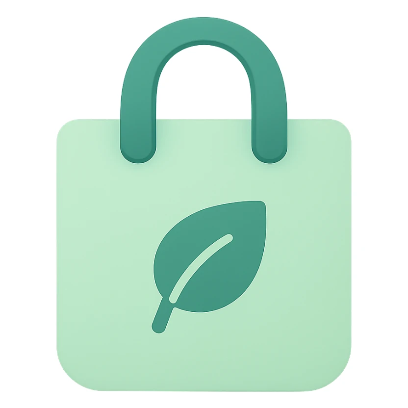 reusable bag, flat color icon style, simple and modern sticker