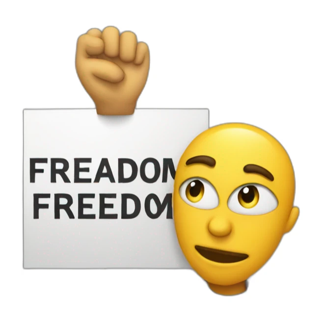 a demonstrator with a sign that says "freedom" sticker