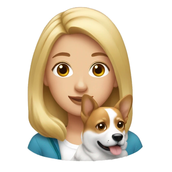 blonde girl with a corgi dog sticker