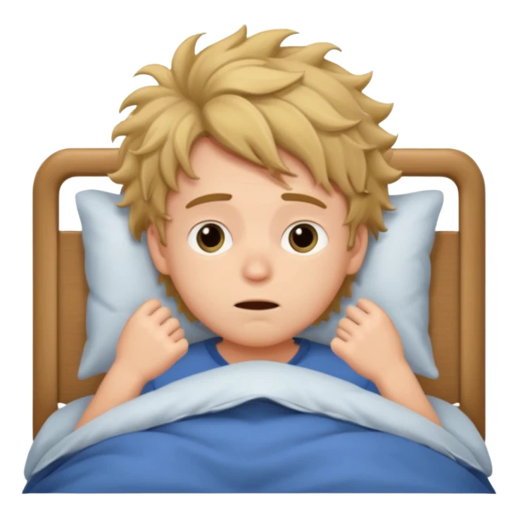 emoji- of a cute boy waking up in bed sticker