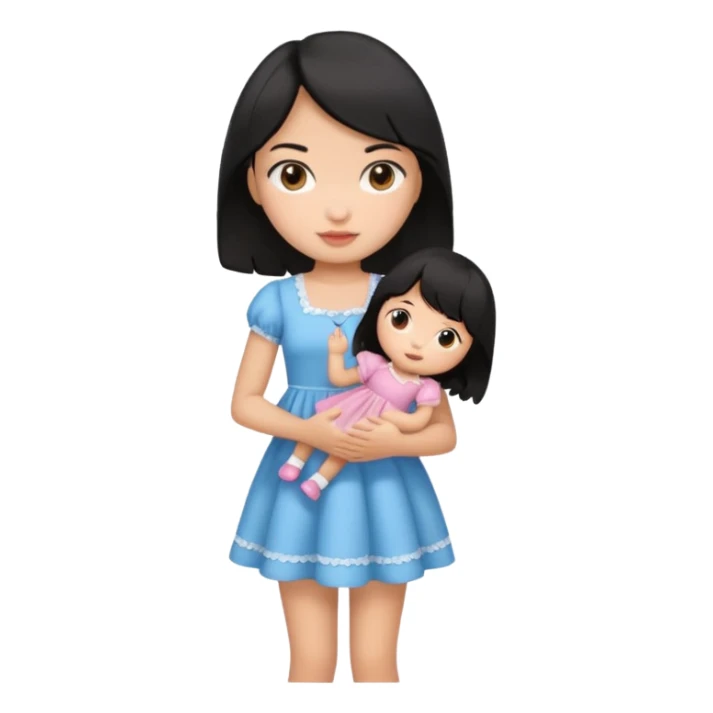 a black hair girl with 1 doll sticker