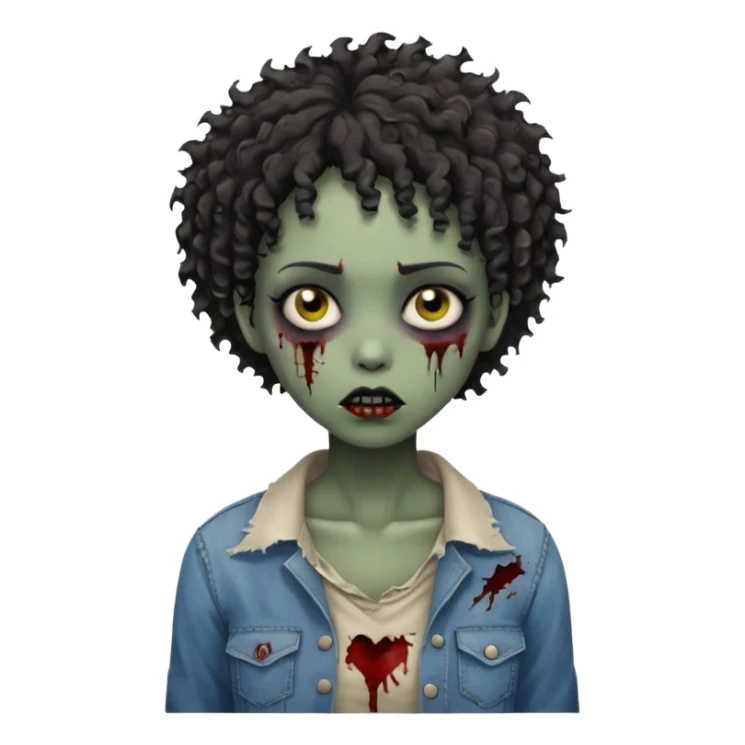 A black zombie girl with very short curly hair sticker