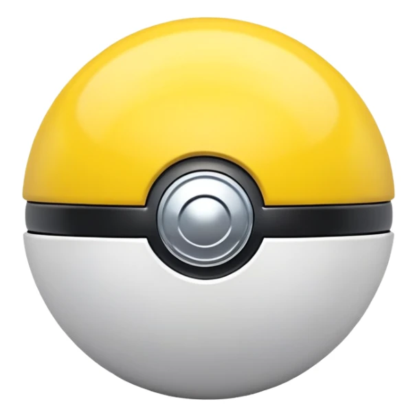 Ultra Ball from Pokemon, black and yellow top half, white bottom half sticker