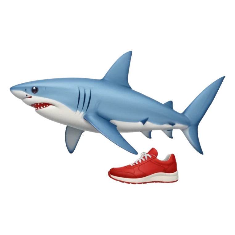 Blue shark with red sneakers and legs  sticker