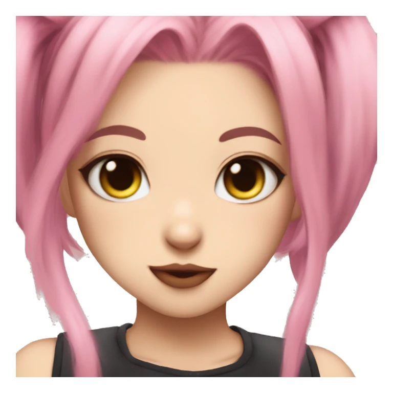 Anime cat girl pink hair puckered lips sticker