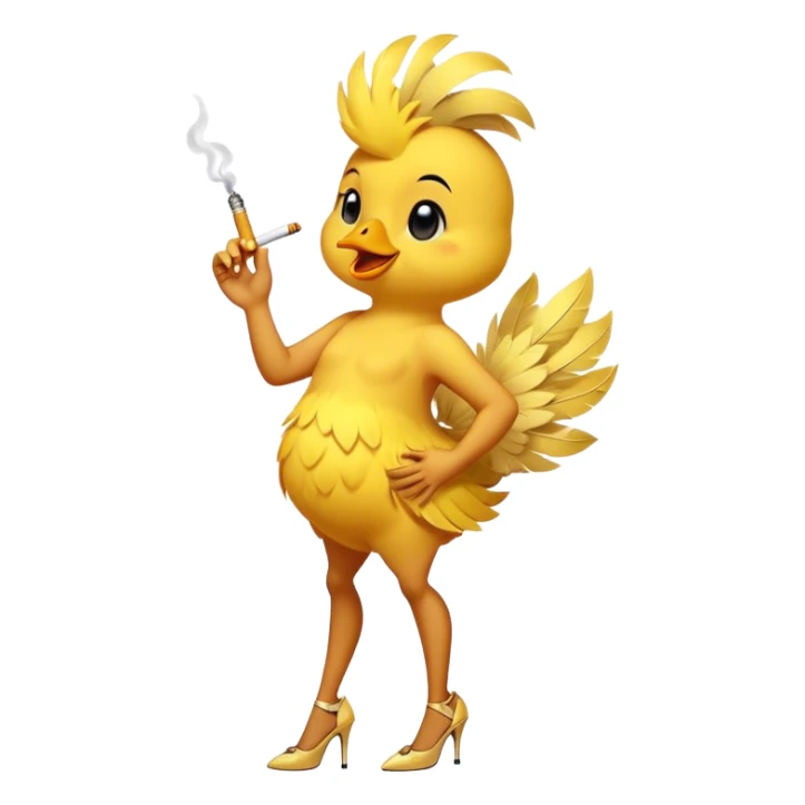 Dancing chick the animal with high heels and cigarette sticker