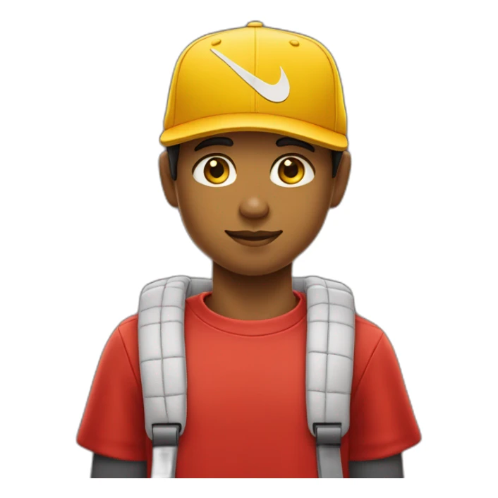 Morocho boy in red attire with a yellow Nike cap 🌟. sticker