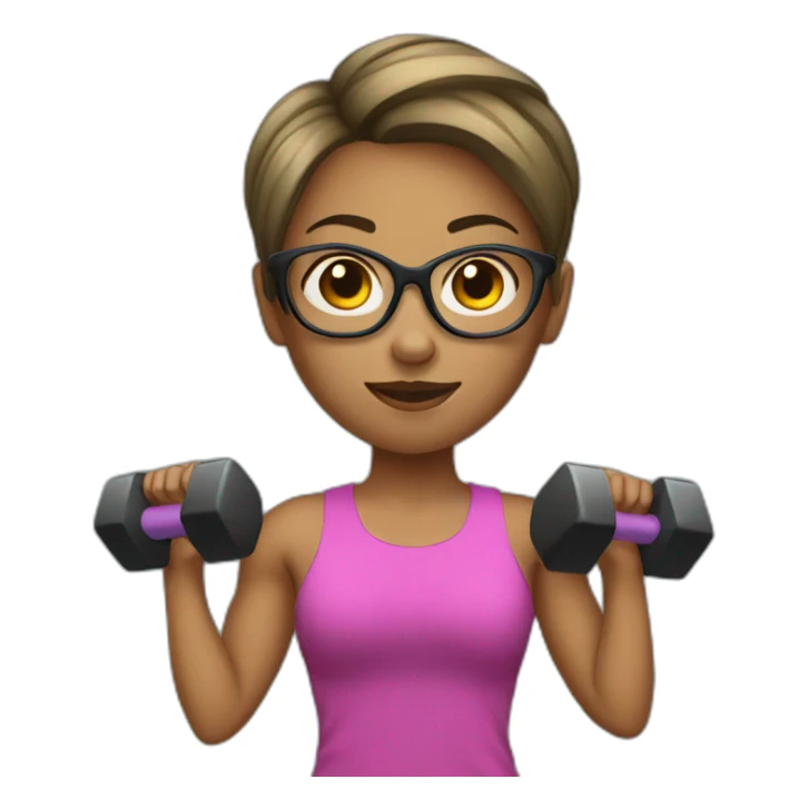 Sports Girl with short hair glasses holding dumbbell sticker