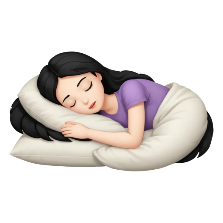 Sleeping on the pillow, beauty hot and pretty Pale girl with medium high black hair  sticker