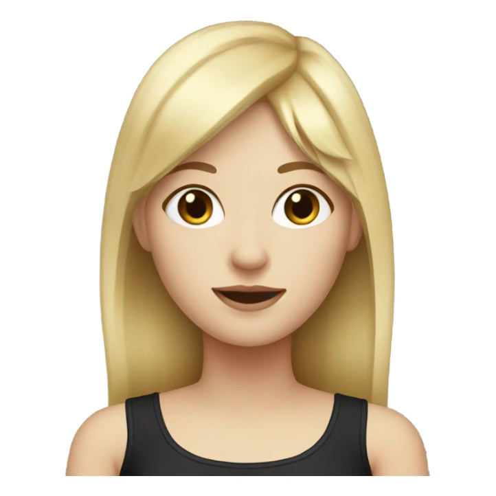 blonde white girl with bangs and a black top sticker