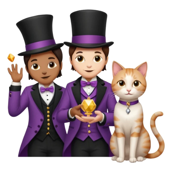 magician couple and their pet cat sticker