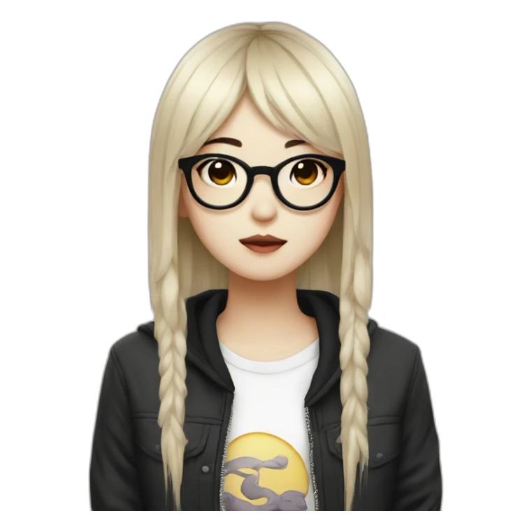 Chinese Emo girl with glasses sticker