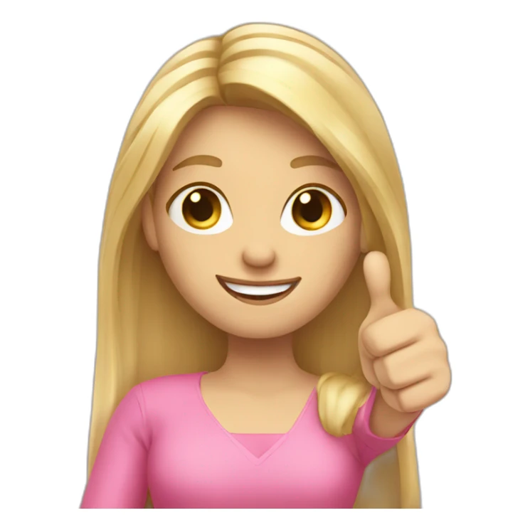 blonde long hair lady with pink blouse thumbs up sticker