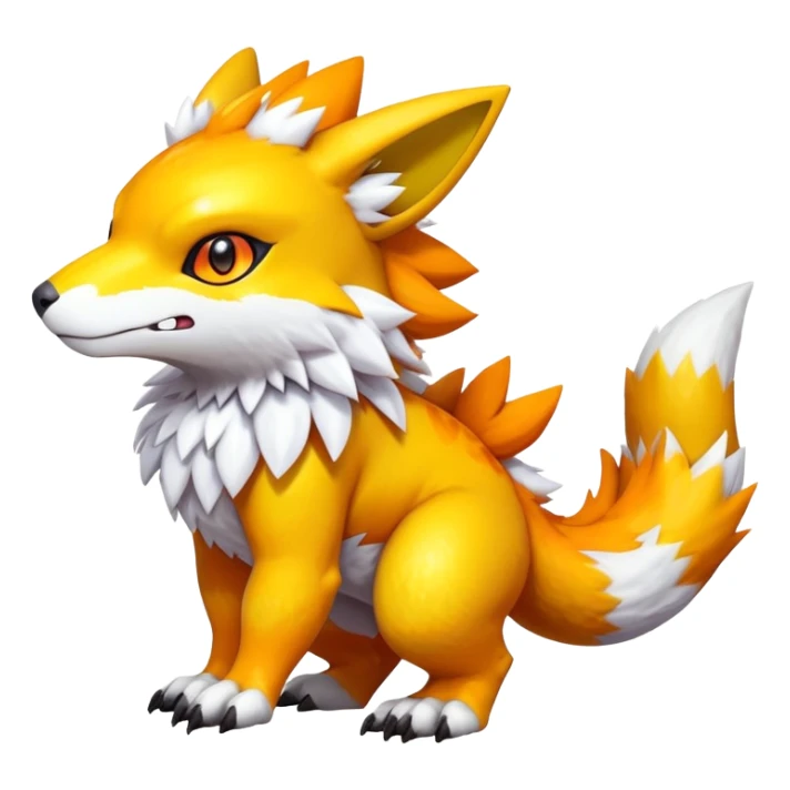 Cute Shiny Agumon-Renamon-Fakémon-hybrid-creature (full body)  sticker