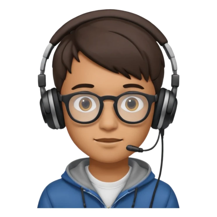 GenZ boy with headphones on and look like editor sticker