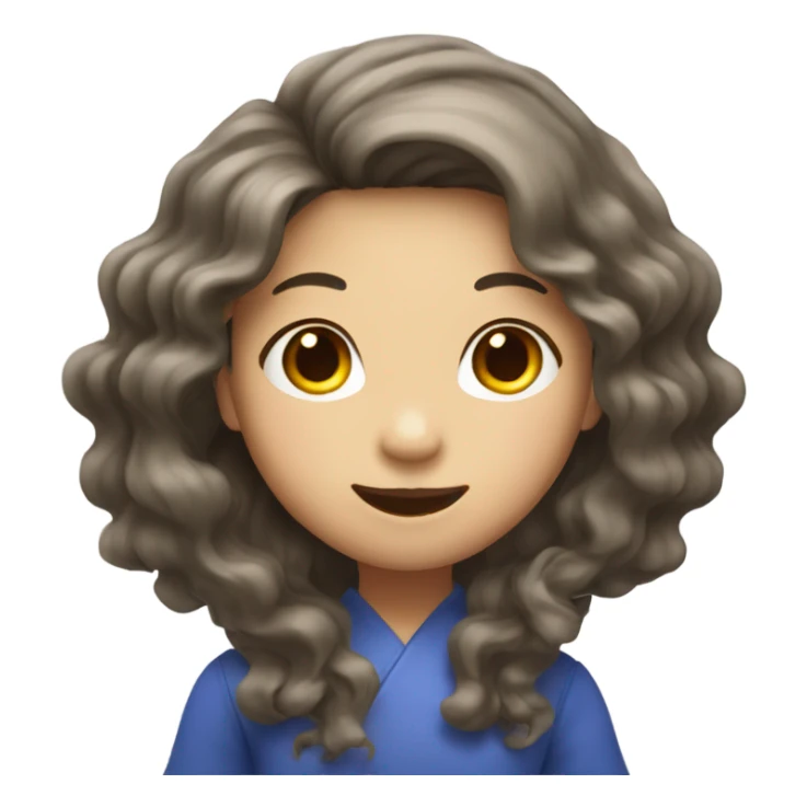 asian girl with long big wavy hair saying hi sticker