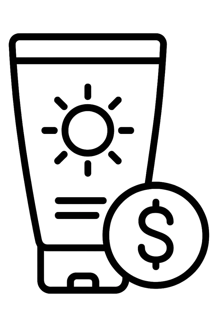 icona della crema solare con i soldi sticker