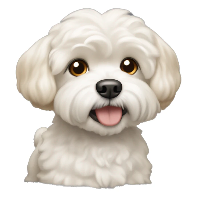 Shitzu Bichon friz dog mix that is cream colored with slightly orange ears.  sticker