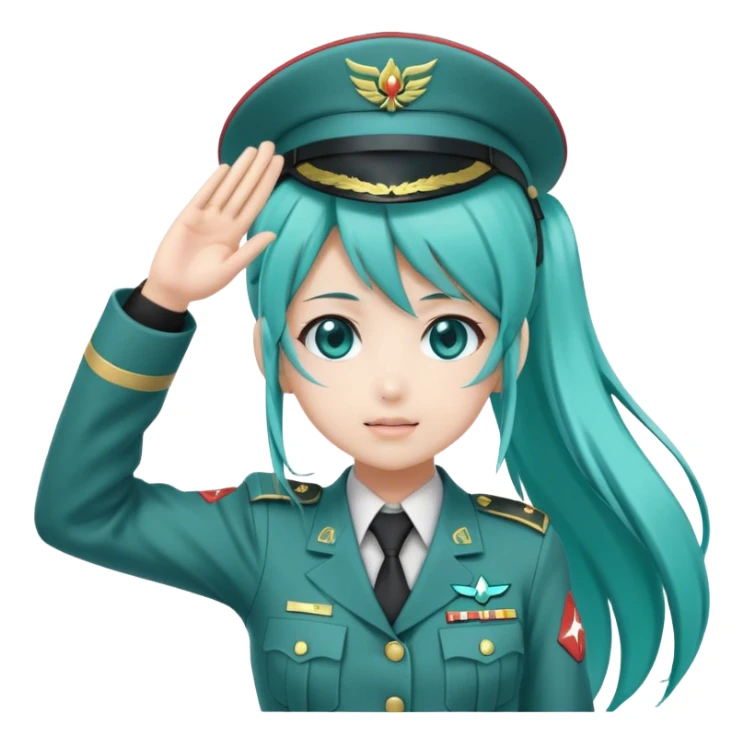 Hatsune miku doing soldier salute sticker