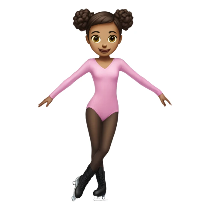 brunette ice skating pink long sleeve bodysuit full body sticker
