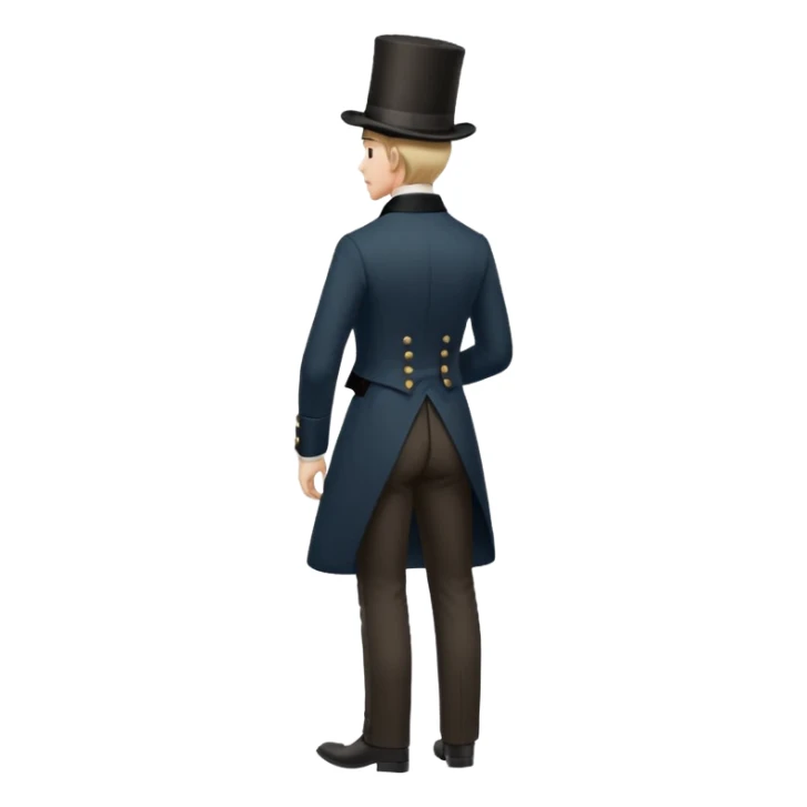 dapper 1800s man with top hat, full body, standing, back view sticker