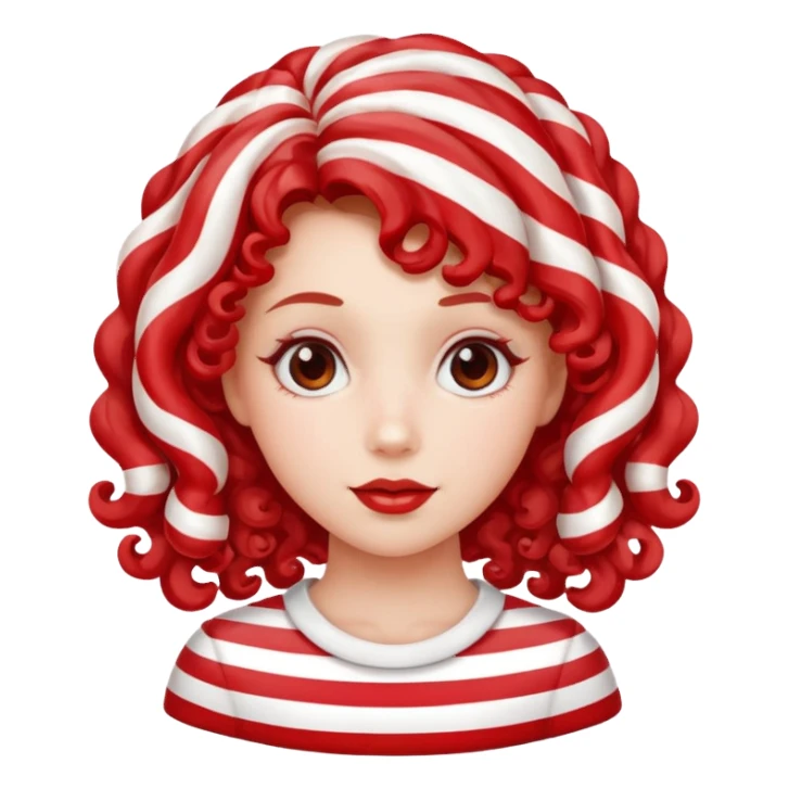 girl with hair made out of candy peppermint sticker