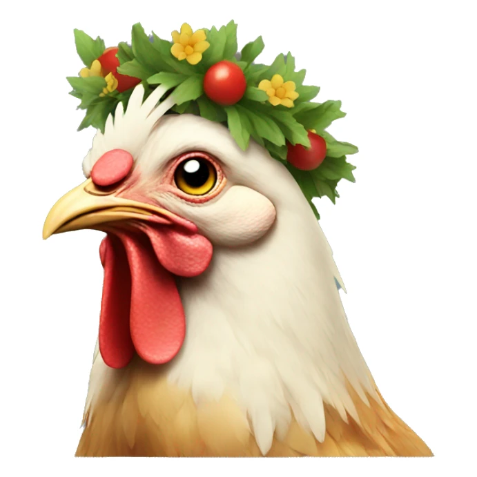 chicken wearing wreath sticker