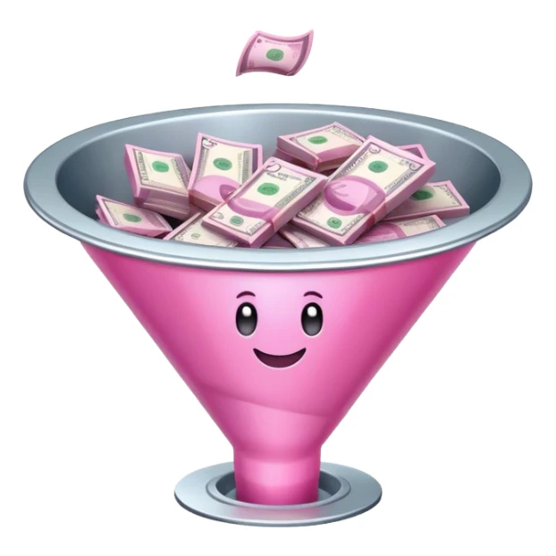 pink money in the sales funnel sticker