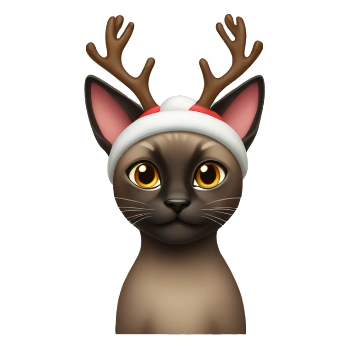 Dark Siamese cat with reindeer Christmas antlers sticker