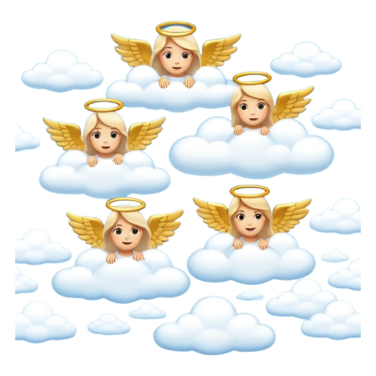 heaven featuring golden cities on clouds and angels flying in the sky, emoji style sticker