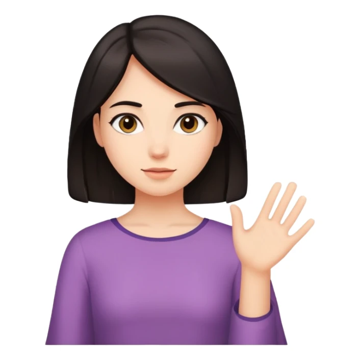 A girl mid length dark hair reaching her shoulders  sticker