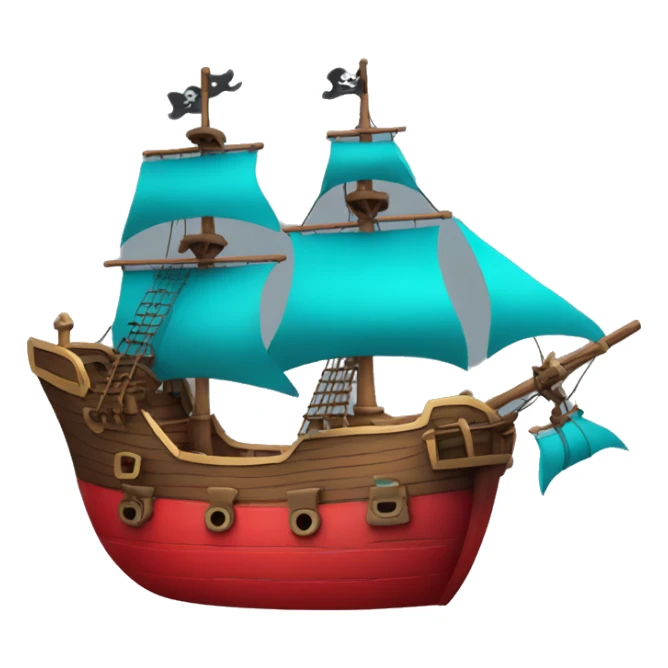 pirate ship in space red and cyan add stars sticker