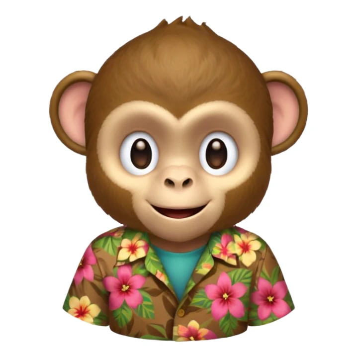 Monkey – cheeky grin, wearing floral aloha shirt. sticker