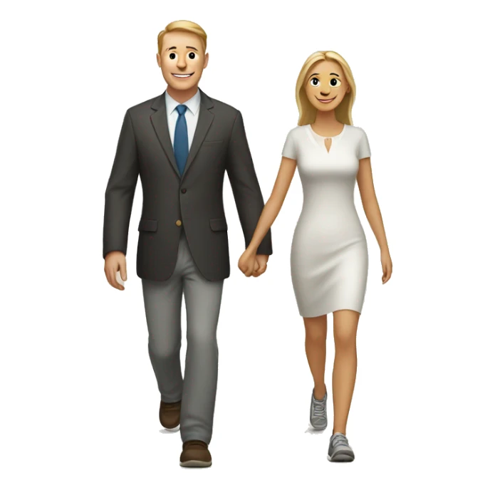 white man with woman happy walking together sticker