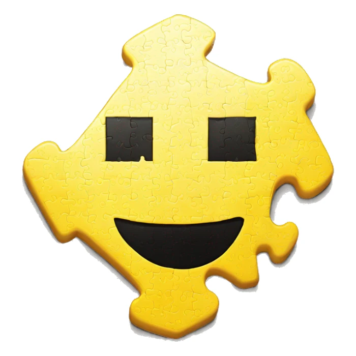pixel art yellow puzzle piece with happy face sticker