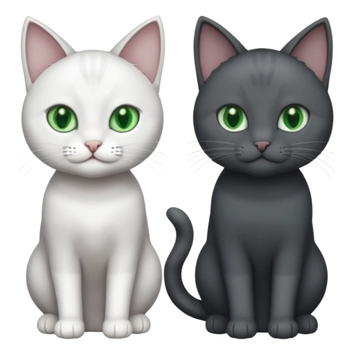 2 different coloured grey cats including one dark grey and white cat and one completely solid dark grey cat with green eyes and only white paws sticker