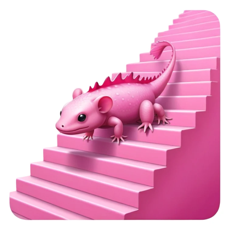 Axolotl on pink stairs sticker