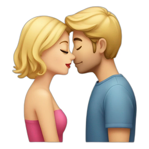 beso enamorados rubia y moreno sticker