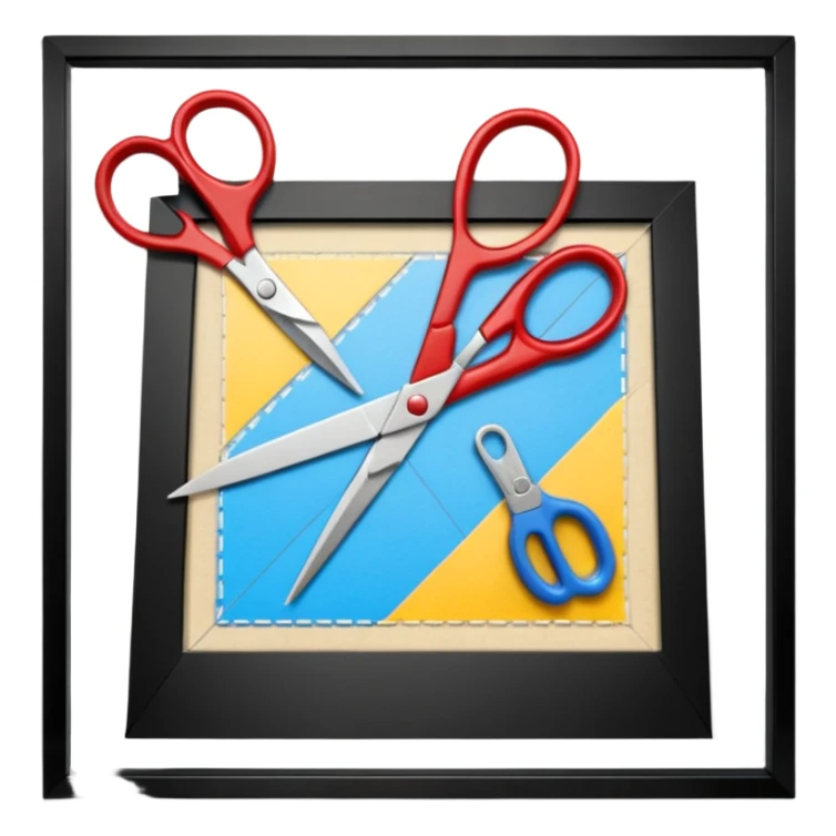 Représente moi une création de maquette avec des ciseaux du papier du scotch du fil etc sticker