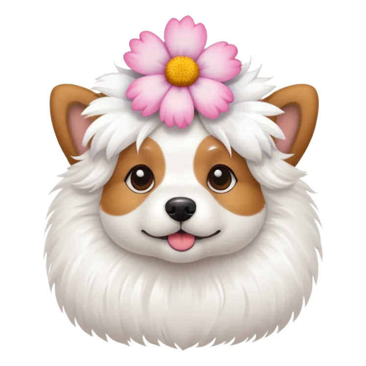 Cute dog flower on top of head sticker