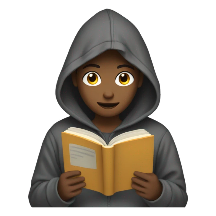 teenager in hoodie reading a book sticker