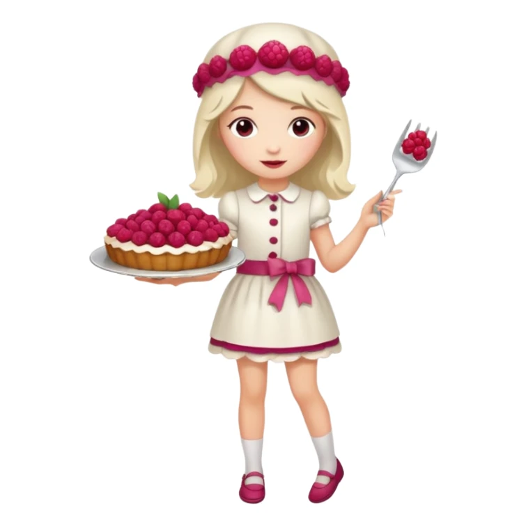 Raspberry torte human full body and legs girl with a raspberry barrette on her head sticker