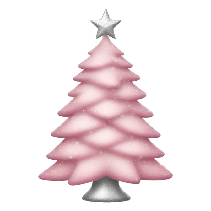 Light pink Christmas tree with silver sparkly lights sticker
