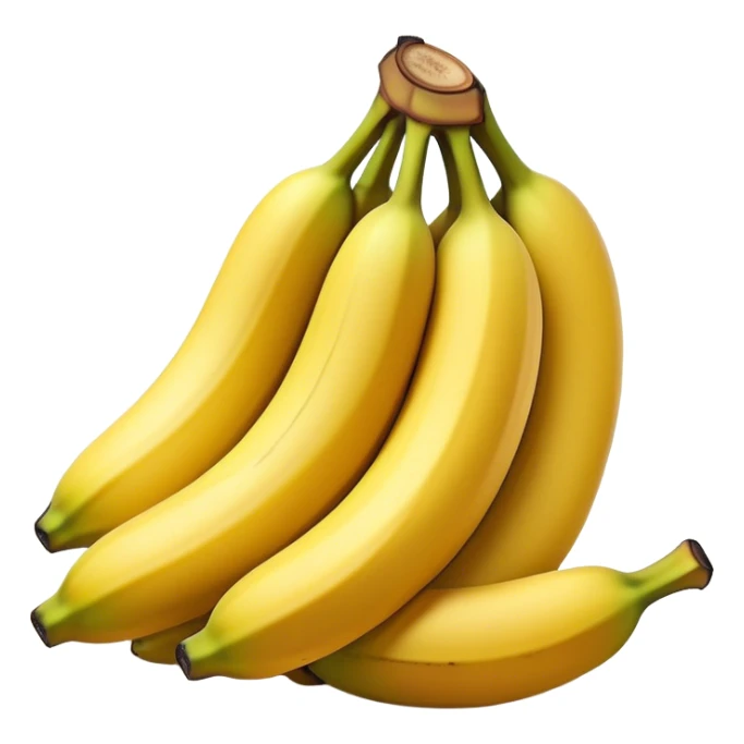 Cinematic bright yellow bananas, smooth peel with gentle curves, slightly ripened, stacked in a charming bunch, warm glowing background, soft and inviting. sticker