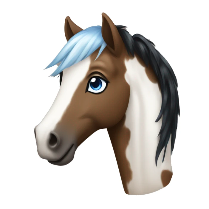 Brown and white spotted pony with black hair and blue eye sticker