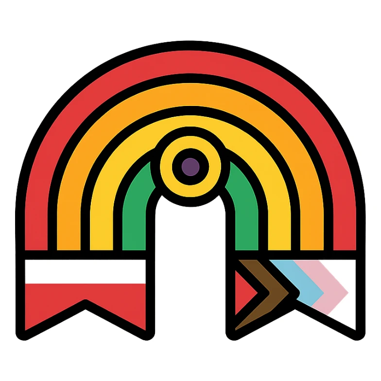 a flat design classic rainbow shape with stripes in the intersex inclusive progress pride flag colors, no background sticker
